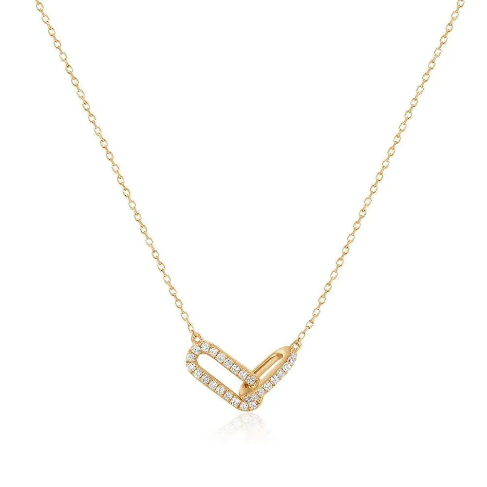 Colar Pendente Duplo Oval Dourado