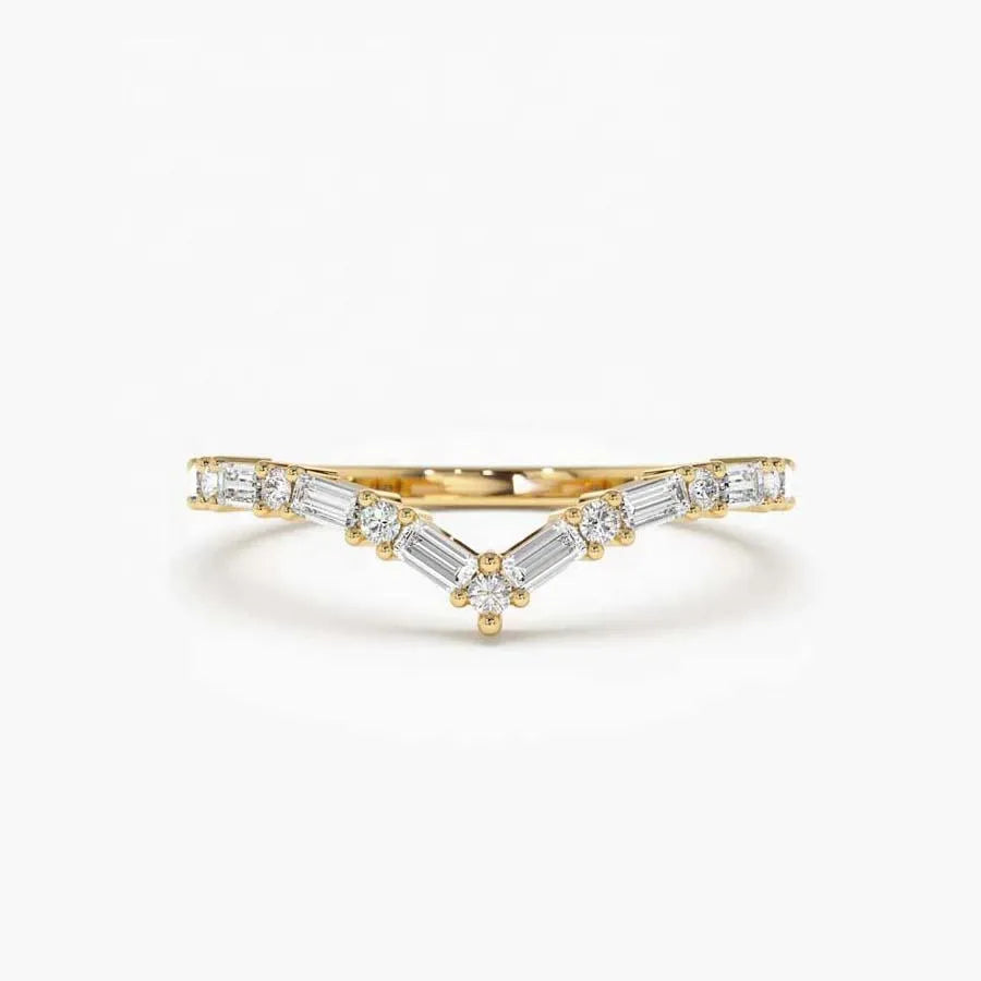 Anel V Ondulado com Zircónia