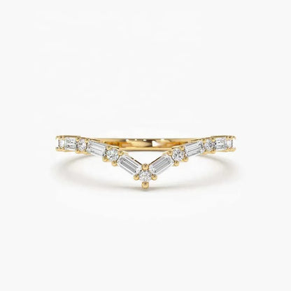 Anel V Ondulado com Zircónia