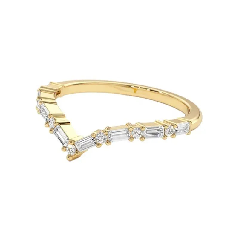 Anel V Ondulado com Zircónia