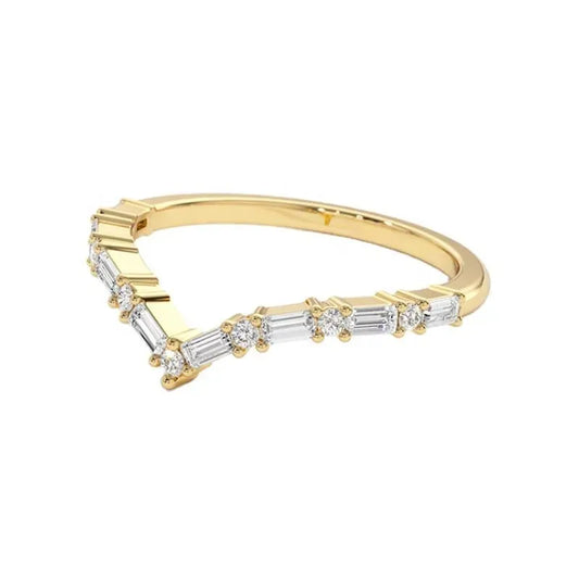 Anel V Ondulado com Zircónia