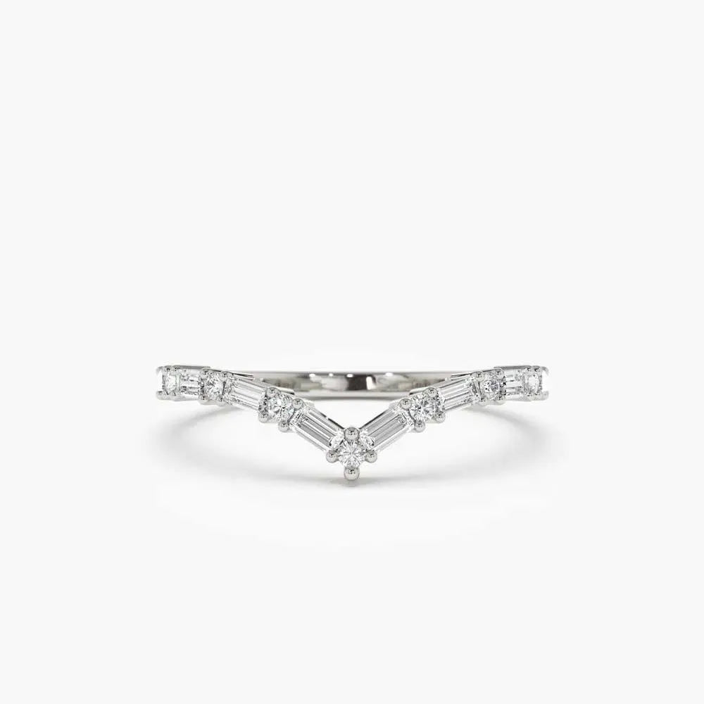 Anel V Ondulado com Zircónia