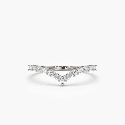 Anel V Ondulado com Zircónia