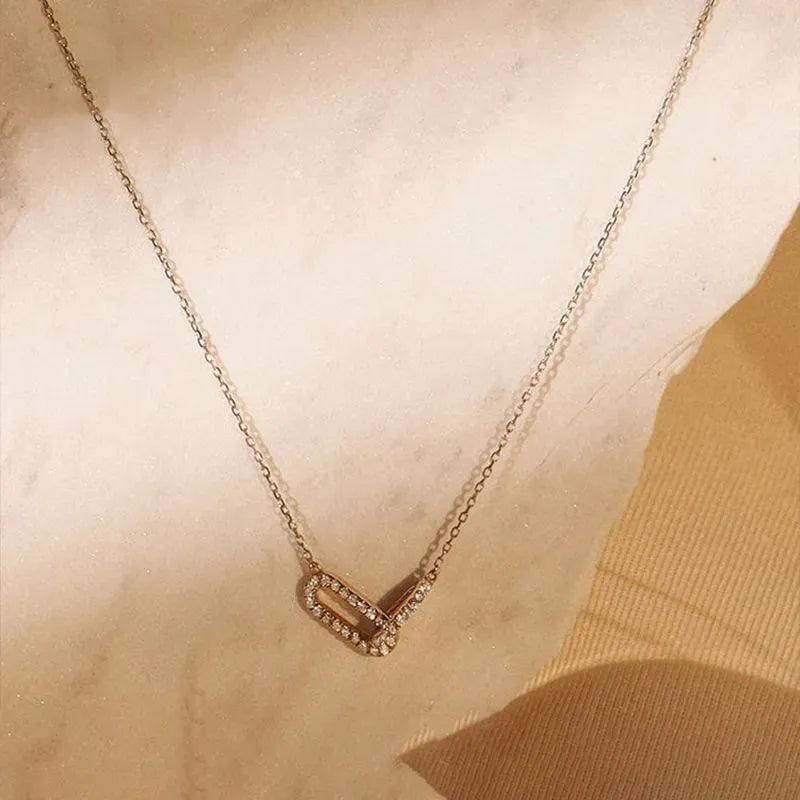 Colar Pendente Duplo Oval Dourado