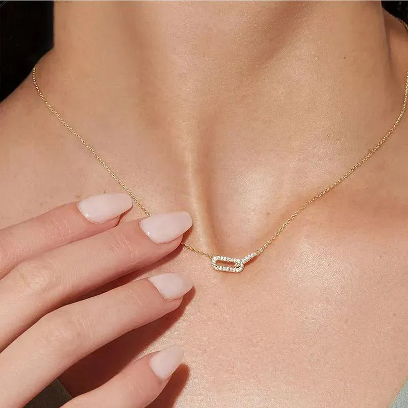 Colar Pendente Duplo Oval Dourado