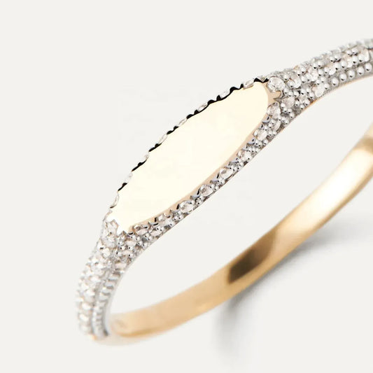 Anel Sinete Delicado com Zircónias