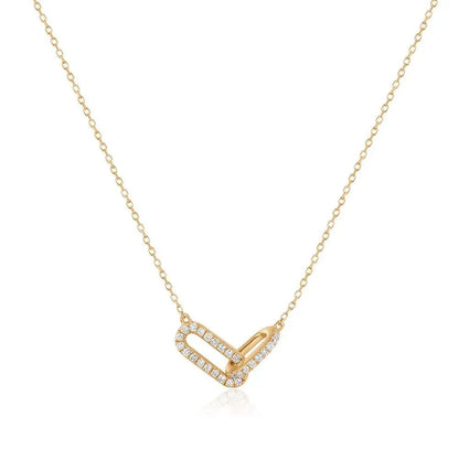 Colar Pendente Duplo Oval Dourado