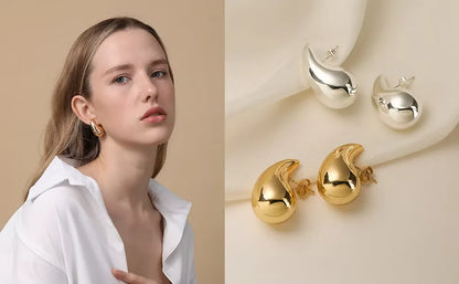 Brincos Argola Gota Dourados Oversized