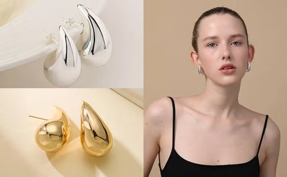 Brincos Argola Gota Dourados Oversized