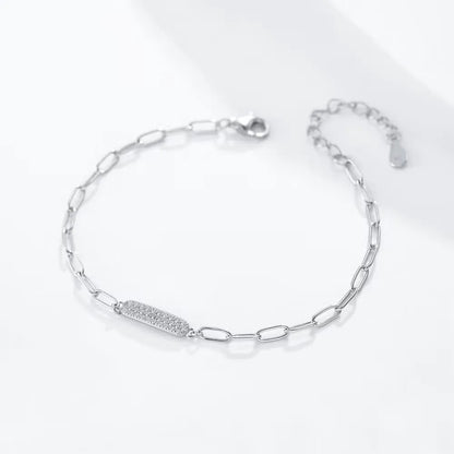 Pulseira Paperclip com Barra de Brilho