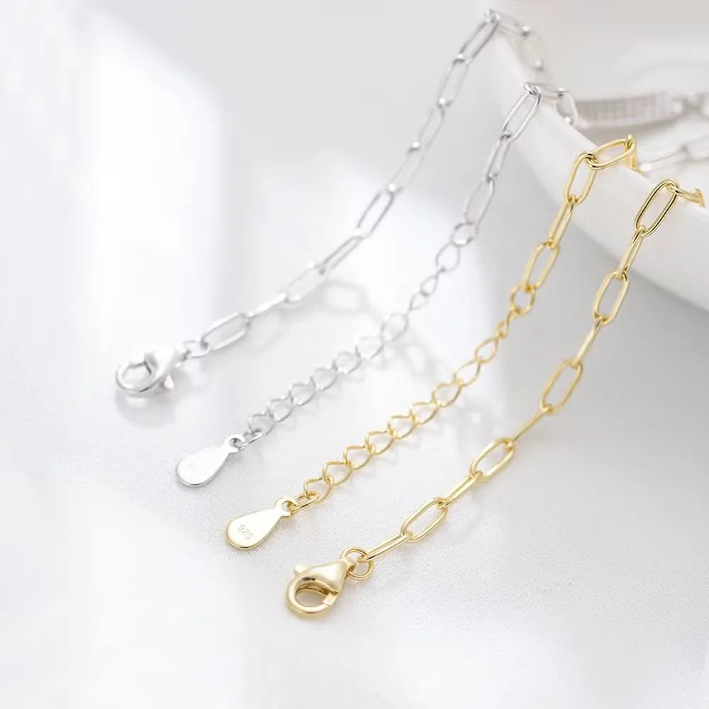 Pulseira Paperclip com Barra de Brilho